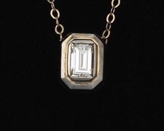 Ladies Gold and Diamond Solitaire Necklace 