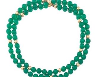 Ladies Gold and Emerald Green Chalcedony Necklace 