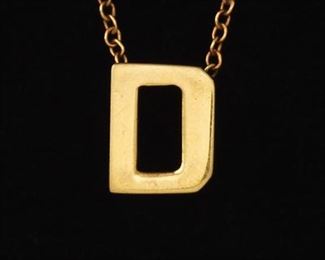 Ladies Gold Chain Necklace with Letter 
