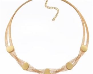 Ladies Gold Twisted Cord and Stations Choker Necklace 