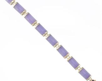 Ladies Gold, Lavender Chalcedony and Amethyst Bracelet 