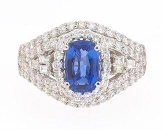 Ladies No Heat 1.58 Ct Sapphire and Diamond Ring, GIA Report 