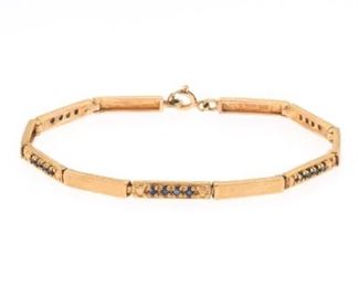 Ladies Retro Vermeil Gold on Sterling Silver and Blue Sapphire Bracelet 