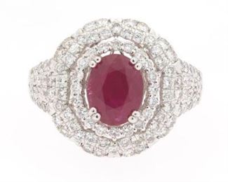 Ladies Ruby and Diamond Cocktail Ring 