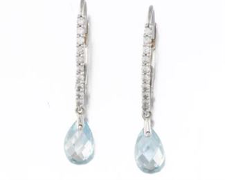 Ladies Topaz and Diamond Pendant Earrings 