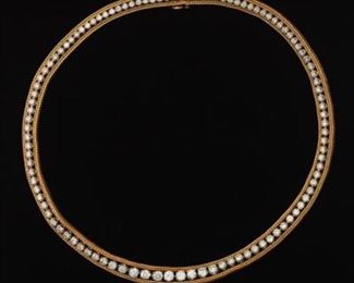 Ladies Vintage TwoTone Gold and Diamond Necklace 