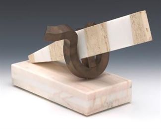 Modernist Marble and Bronze Abstract Sculpture 