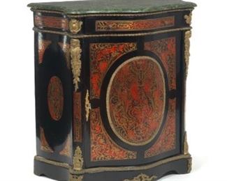 Napoleon III Style Boulle Commode with Verdigris Marble Top 