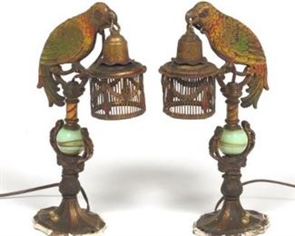 Pair of 1920s Parrot Lamps