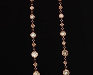 Pair of Diamond and Rose Gold Pendant Earrings 