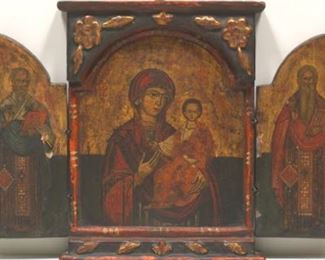 Russian Traveling Triptych Icon, 17th Century