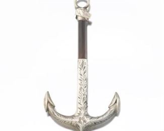 Silver and Agate Anchor Pin 