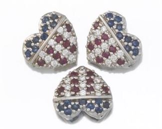 Three Heart Gemstone Pendants 