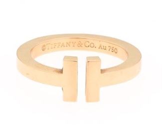 Tiffany  Co. Gold Split Bar Ring 