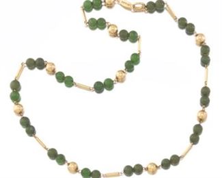 Tiffany  Co. Nephrite and 14K Gold necklace 