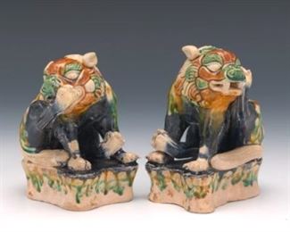 Two Chinese Ceramic Sancai Glazed Cabinet Figures 