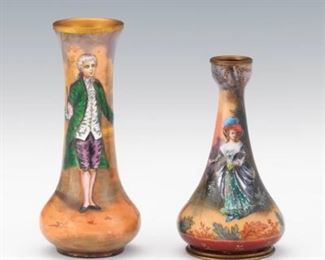 Two Limoges Enameled Miniature Vases