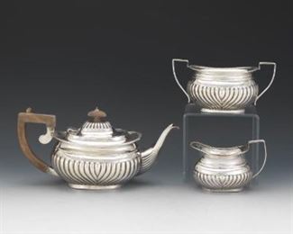 Victorian English Sterling Silver ThreePiece Tea Service, by Thomas Hayes, Birmingham, dated 1896 