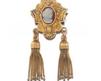 Victorian Gold Filled Brooch with Cameo 