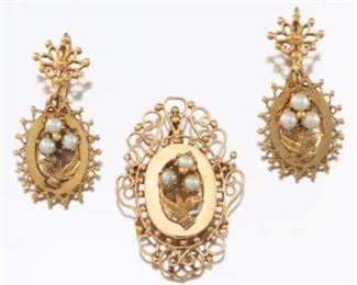 Victorian Style Brooch and Matching Earrings 
