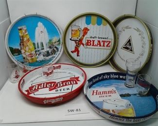 Vintage Beer Trays from Blatz, Hamms, Grain Belt