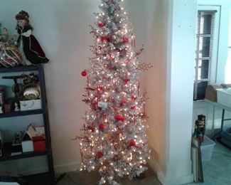 7-Foot Silver Tinsel Christmas Tree