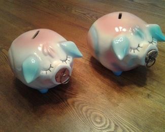 Pair of Hulls Vintage Corky Piggy Banks