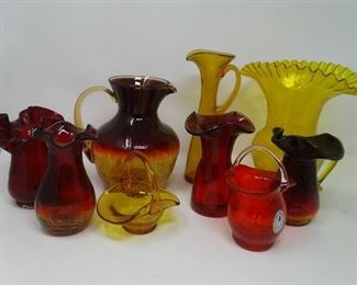 Very Colorful Glass Vases and Pitchers