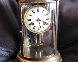 Antique Brass & Beveled Glass Carriage Clock