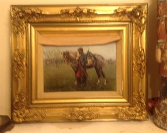 1890 original oil with ornate antique frame