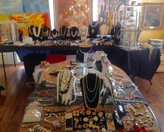 Mid century artwork and costume jewelry