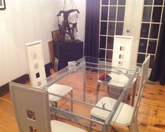 Modern table with White leather chairs