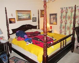 King Bed w solid pristine clean Serta Mattress. Matcning lamp tables, dresser and chest of drawers.  Bed Room 3