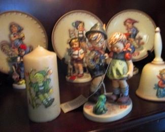 Larger Hummel Goebels  each with matching plates (16 sets) & bells. Over 200 pieces total in the home. Figurines, Figurines with matching plates, annual plates, bells, etc.. These are the good ones all "Made in West Germany" prior to 1986