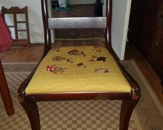 Vintage chair with hand stitched mushroom seat cover