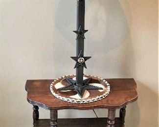 WESTERN LAMP AND SIDE TABLE