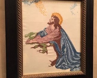 VINTAGE EMBROIDERED "AGONY IN THE GARDEN".