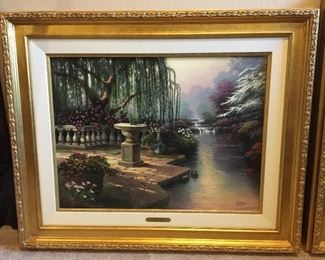 BEAUTIFUL FRAMED SIGNED AND NUMBERED THOMAS KINKADE ON CANVAS WITH COA TITLED "THE HOUR OF PRAYER"