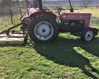 AWESOME GREAT RUNNING MASSEY FERGUSON 231S TRACTOR AND BRUSH HOG, NEW TIRES, GRADER AND FRONT END LOADER.