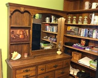 Hutch style dresser.  Has matching chest of drawers