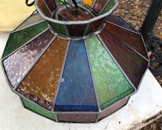 Hand made stained glass hanging light.  Needs tlc