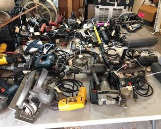 All working power tools, drills, saws, sanders, etc.