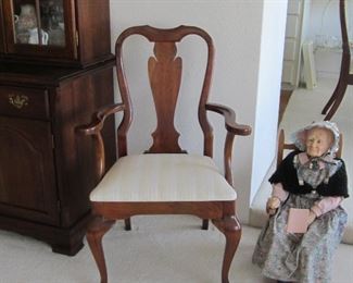 Dining chair; "Creepy Granny" hand-made porcelain doll with her rocker & bible ( someone please buy her, we've always hated her!), from a Hudson Valley fair 40 years ago.