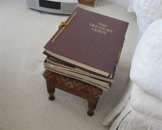 Antique footstool & old books
