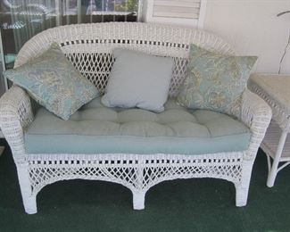Wicker couch & cushions