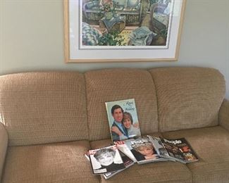 very nice & clean newer couch great condition with another Susan Rios lithographs 