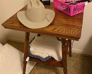 T.V., & Lamp Table, Cowboy Hat, Radio, Linens