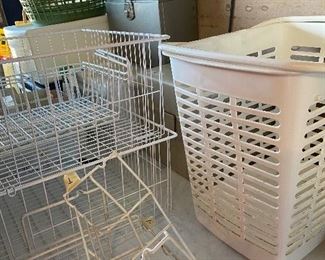 Assorted Laundry Baskets, Racks