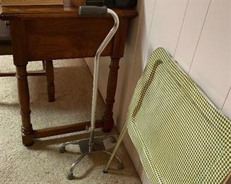 Desk with Chair, Retro T.V., Tray, Walking Cane, Office Supplies, Family Bible
