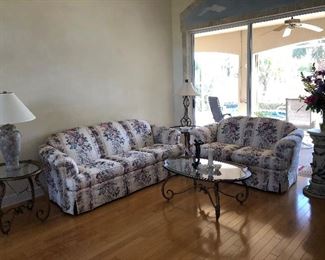 Sofa & matching love seat, also matching coffee table & end tables